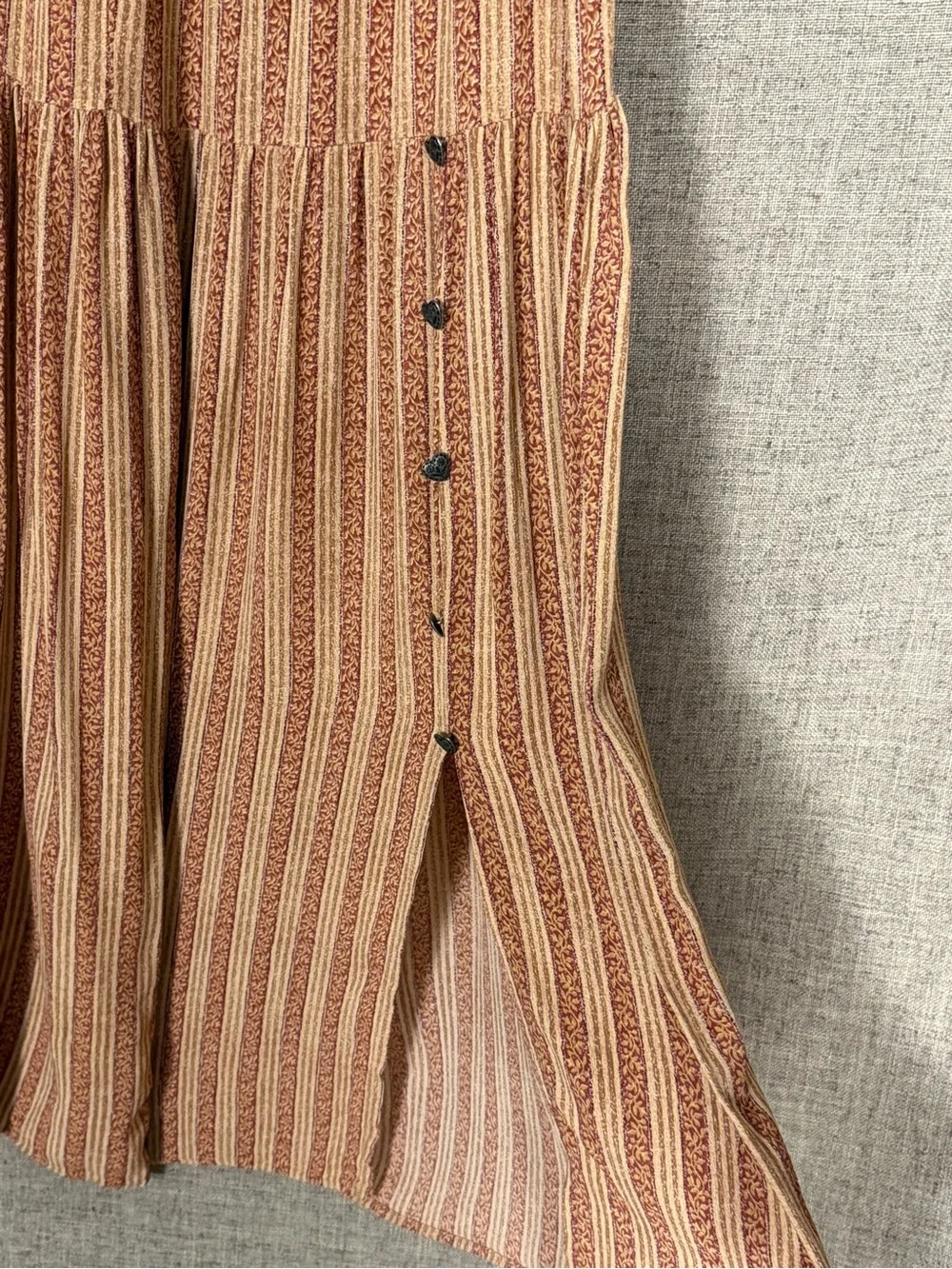 Floral Striped Maxi Skirt with Button Detail